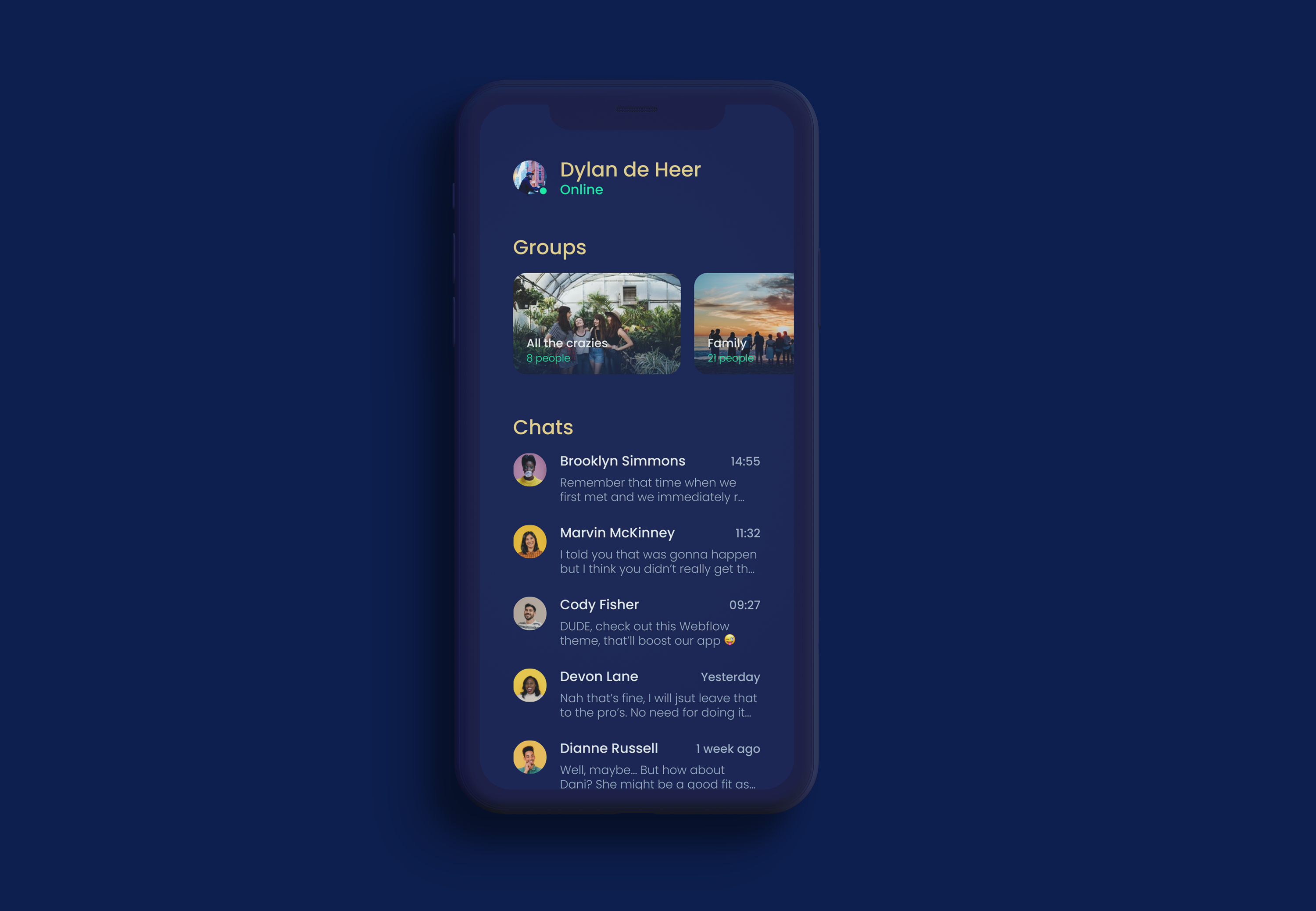 Mockup image of our app